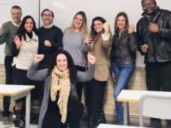 Turma reunida na sala de aula